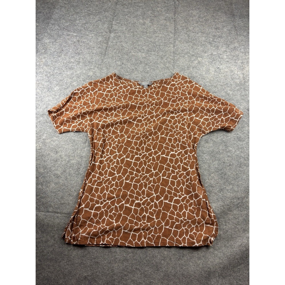 Merona Animal Giraffe Print Top Silk/Cotton Y2K Boho Chic VTG 90s Womens S